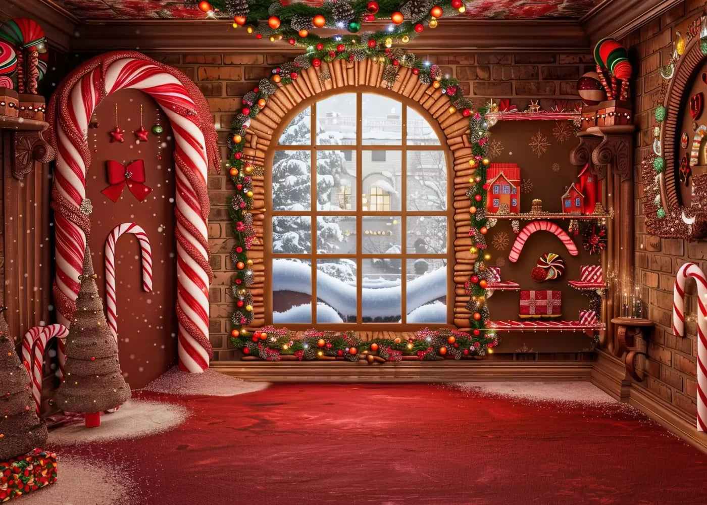 Gingerbread Window Ii 7’X5’ Ultracloth (84 X 60 Inch) Backdrop