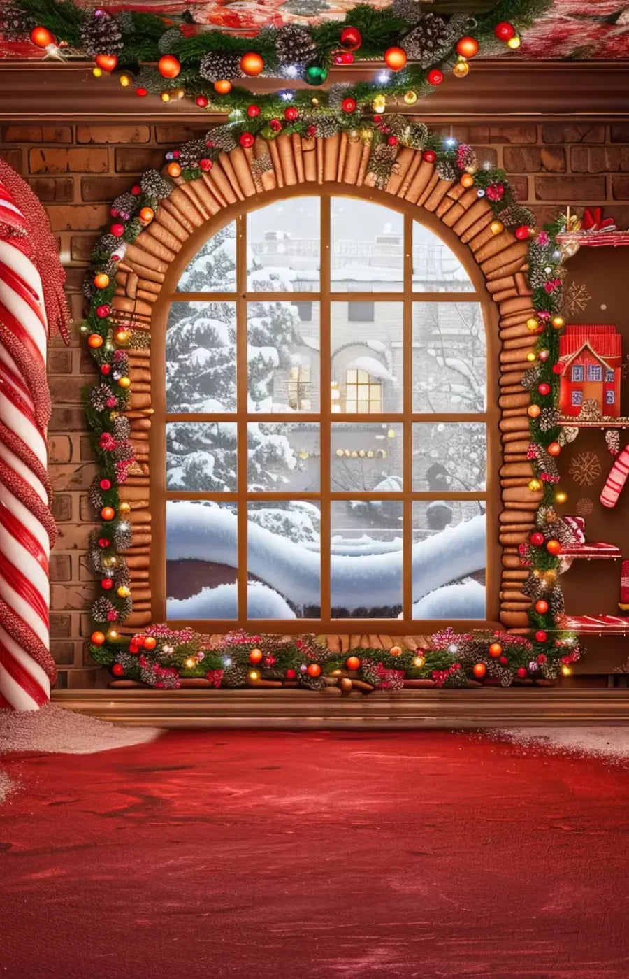Gingerbread Window Ii 9’X14’ Ultracloth (108 X 168 Inch) Backdrop