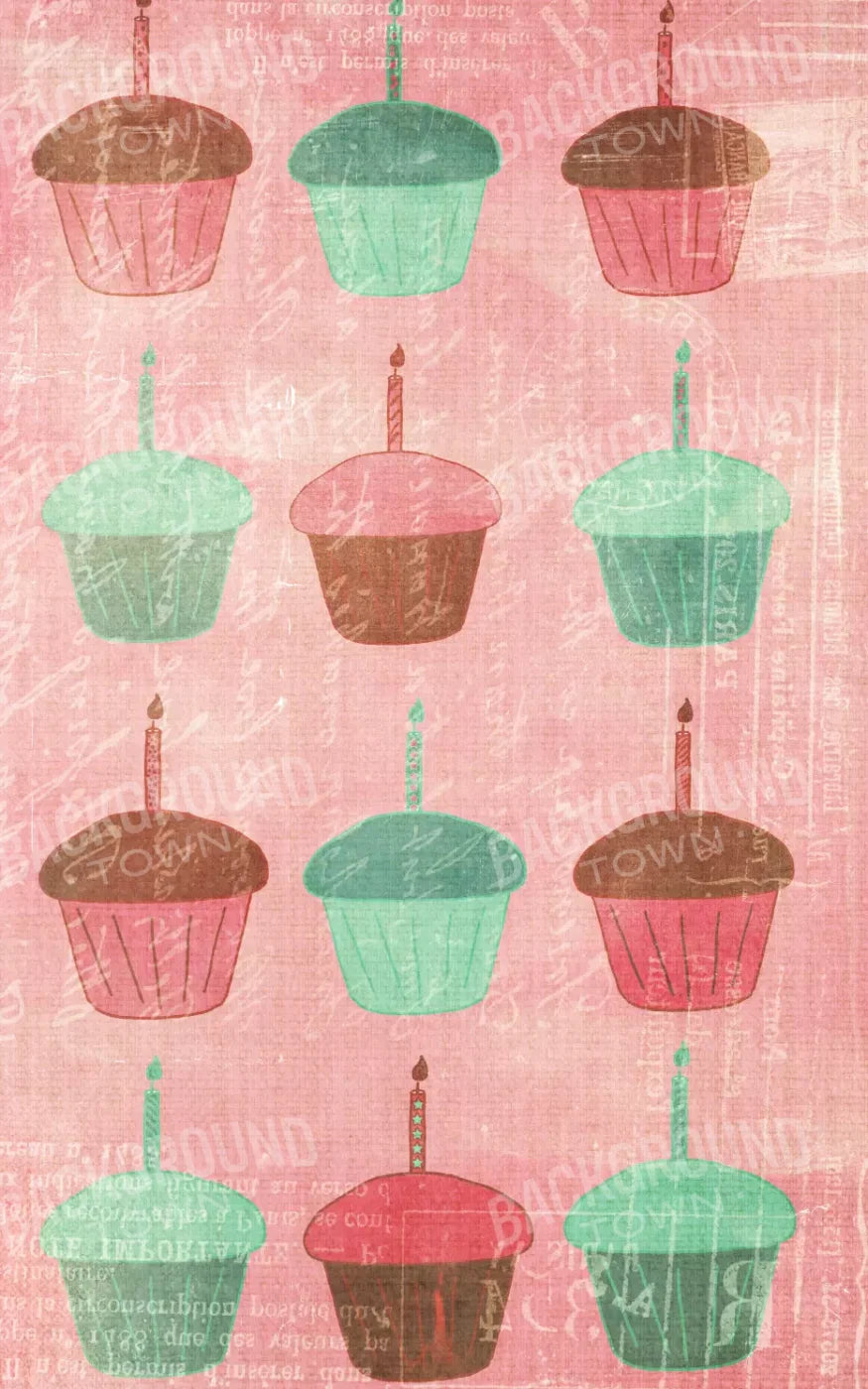Girlie Cupcakes 9X14 Ultracloth ( 108 X 168 Inch ) Backdrop