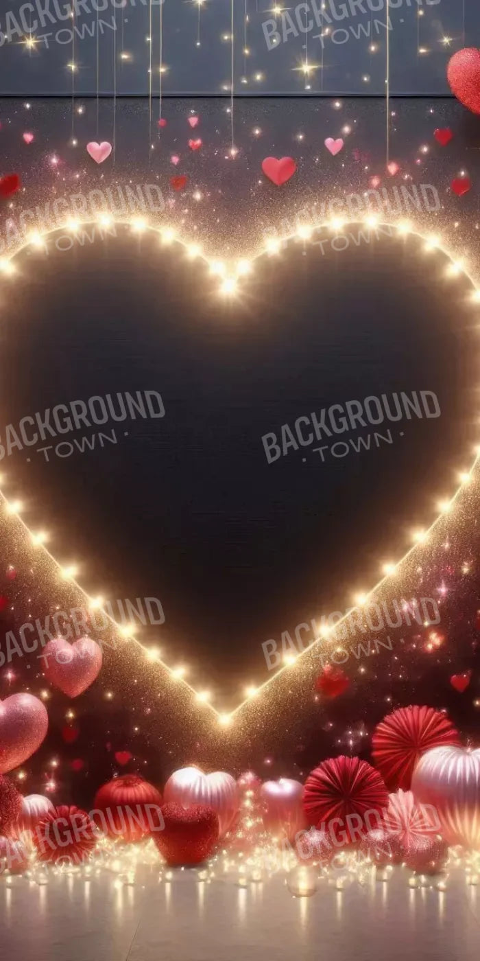 Glowing Hearts 10’X20’ Ultracloth (120 X 240 Inch) Backdrop