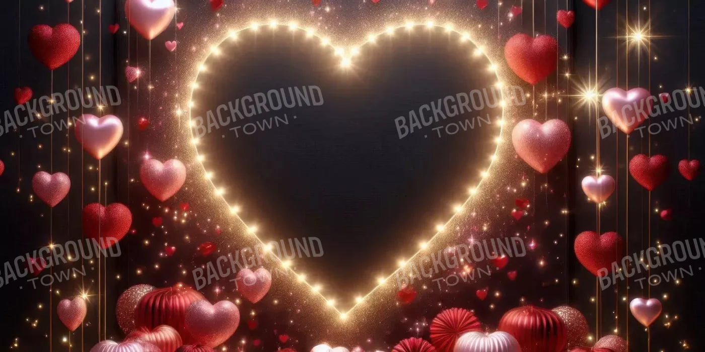 Glowing Hearts 16’X8’ Ultracloth (192 X 96 Inch) Backdrop