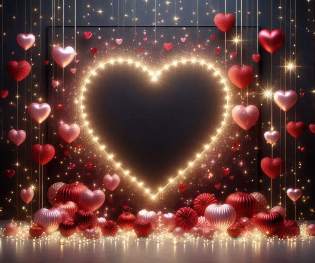 Glowing Hearts 5’X4’2 Fleece (60 X 50 Inch) Backdrop
