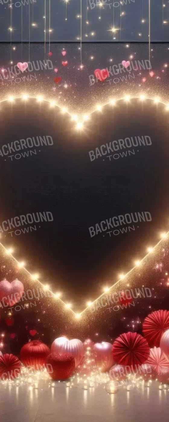 Glowing Hearts 8’X20’ Ultracloth (96 X 240 Inch) Backdrop