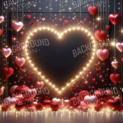 Glowing Hearts 8’X8’ Fleece (96 X Inch) Backdrop