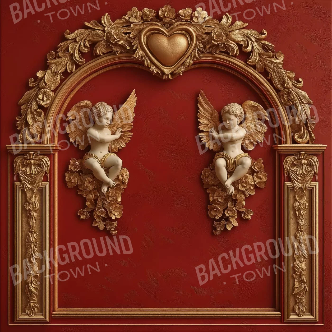 Gold Arch On Red Wall 10’X10’ Ultracloth (120 X Inch) Backdrop