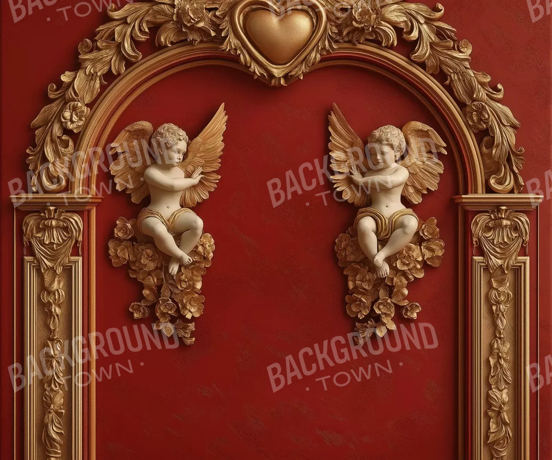 Gold Arch On Red Wall 5’X4’2 Fleece (60 X 50 Inch) Backdrop