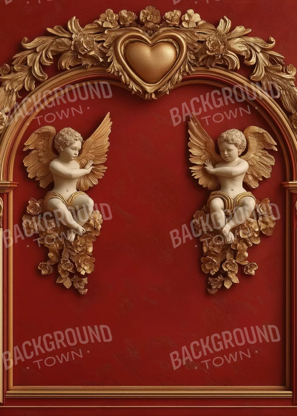 Gold Arch On Red Wall 5’X7’ Ultracloth (60 X 84 Inch) Backdrop