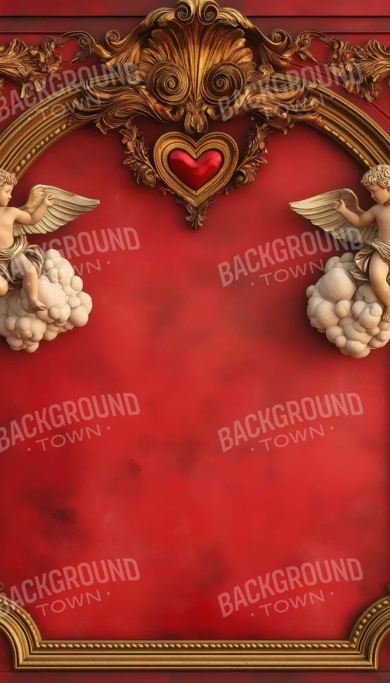 Gold Arch On Red Wall With Angels 8’X14’ Ultracloth (96 X 168 Inch) Backdrop