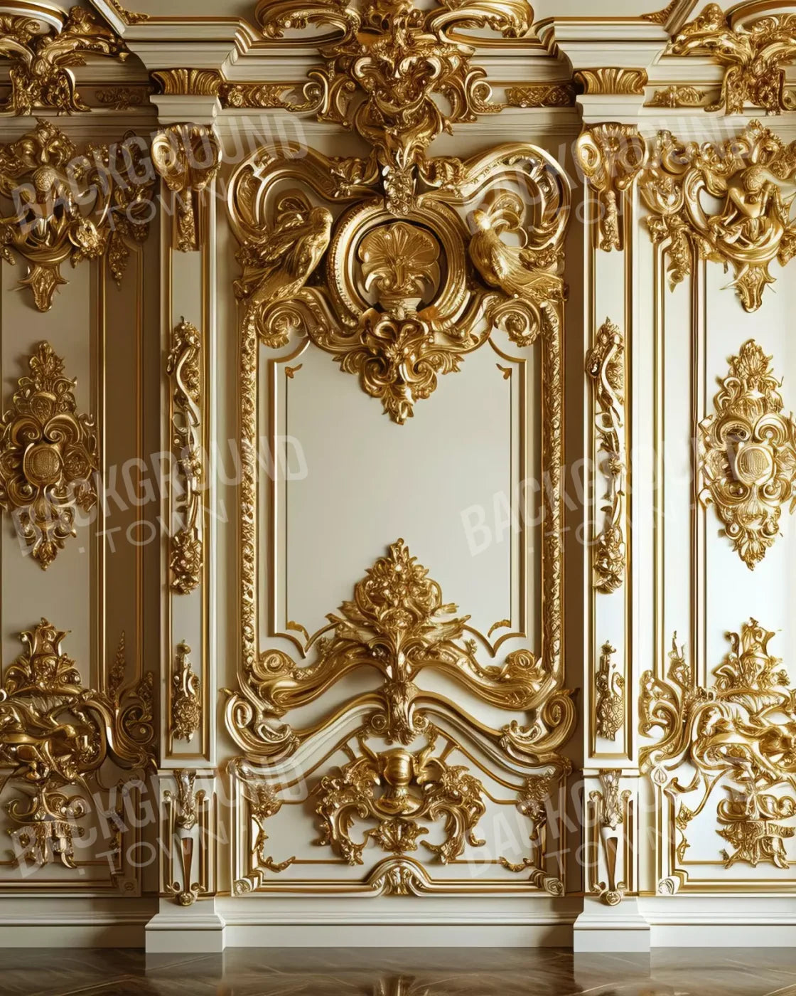 Gold Embossed Wall 8’X10’ Fleece (96 X 120 Inch) Backdrop