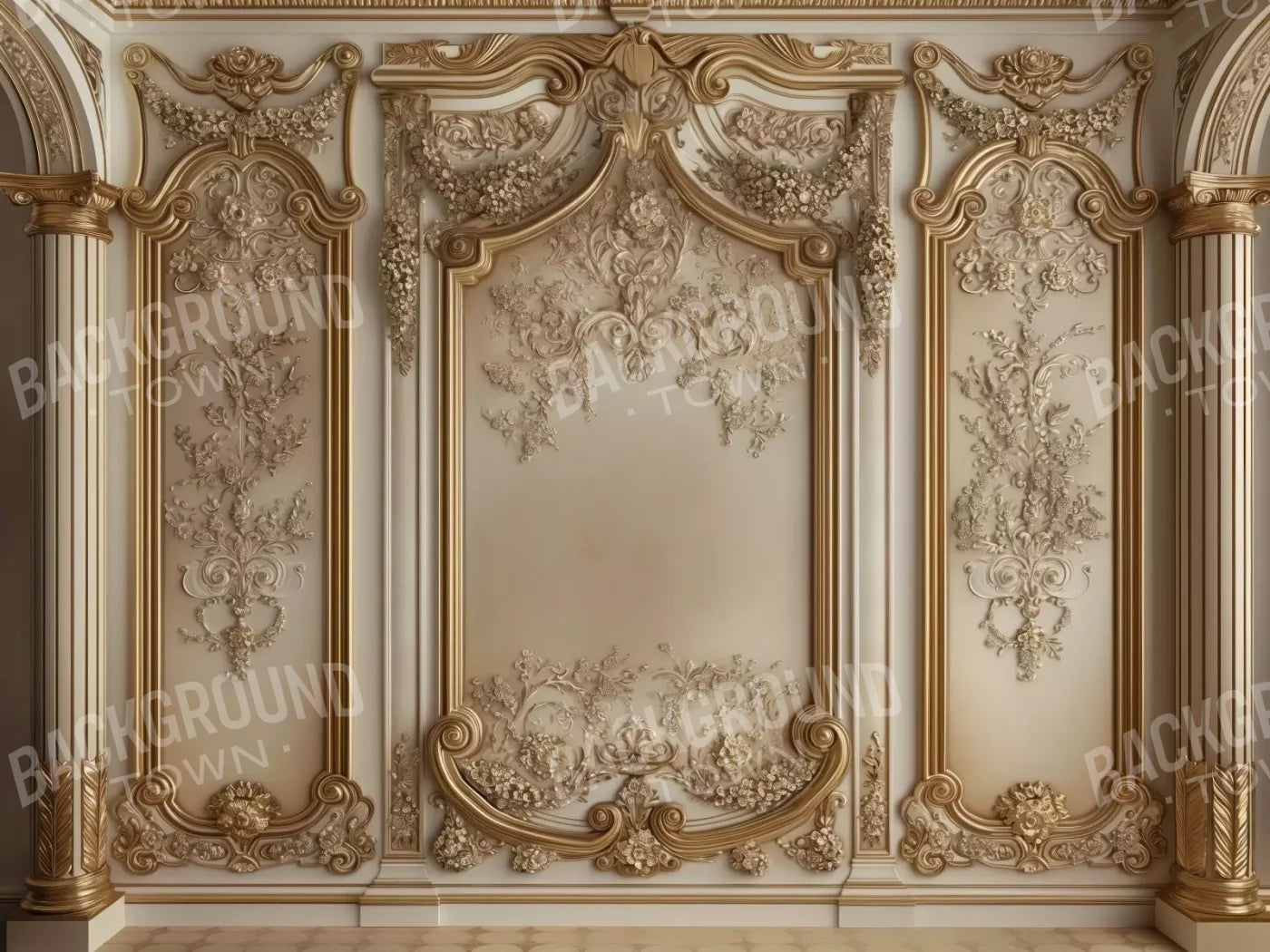 Gold Embossed Wall Ii 6’8X5’ Fleece (80 X 60 Inch) Backdrop