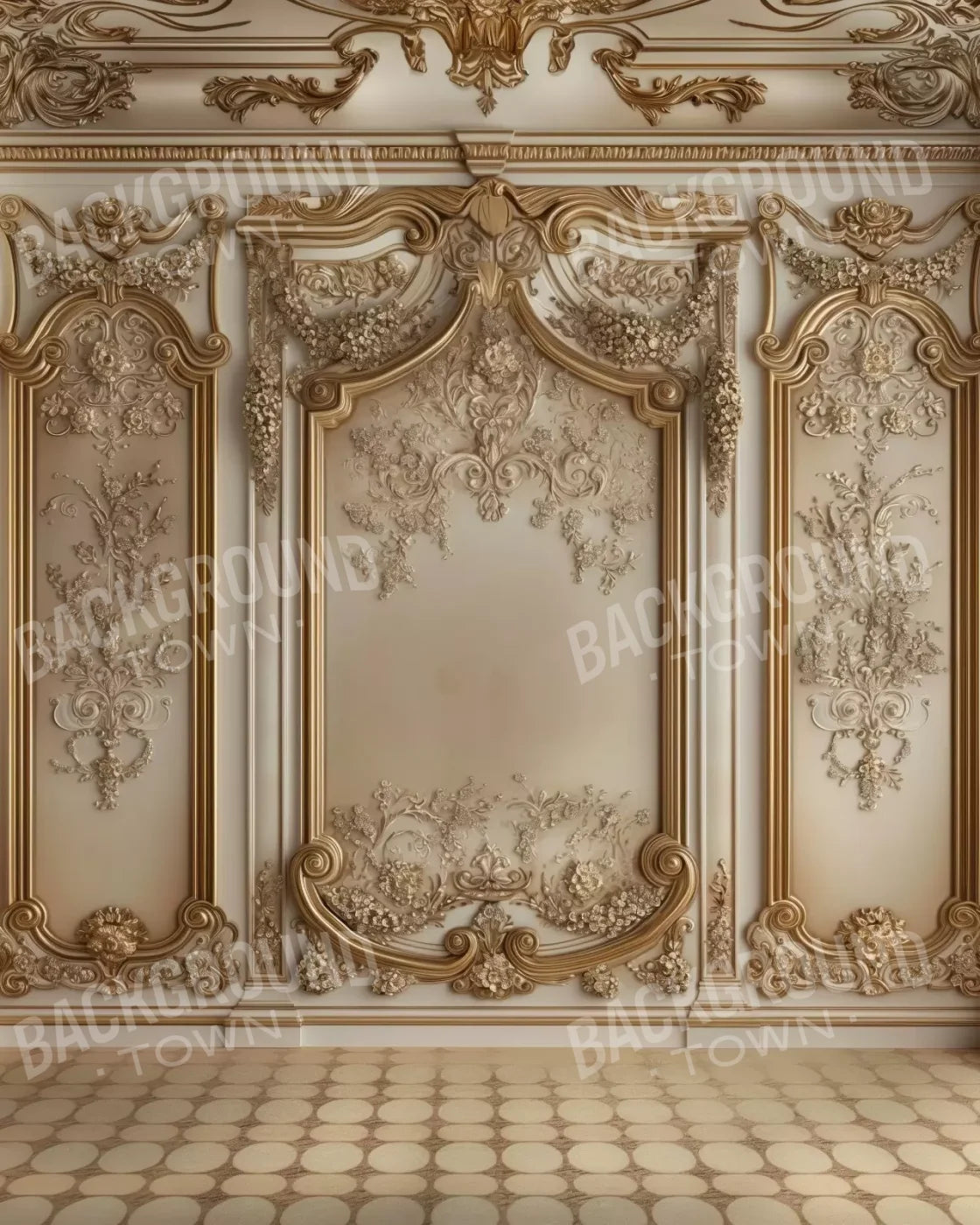 Gold Embossed Wall Ii 8’X10’ Fleece (96 X 120 Inch) Backdrop