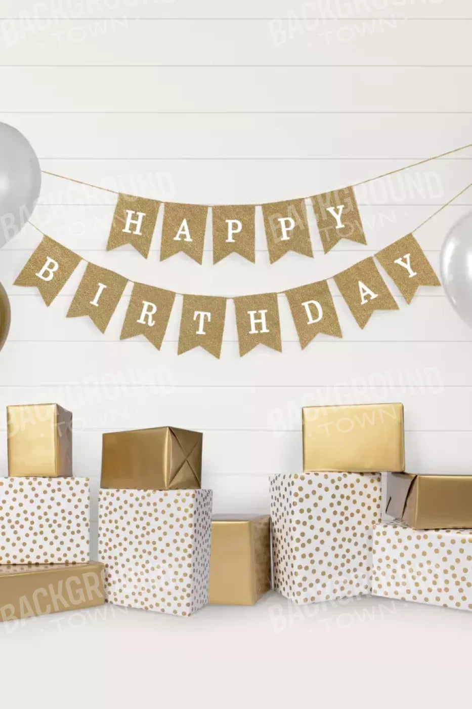 Golden Birthday 2 For Lvl Up Backdrop System 5’X7’6’ Up (60 X 90 Inch)