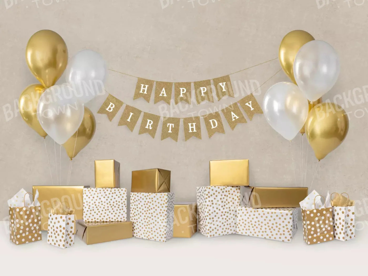 Golden Birthday 68X5 Fleece ( 80 X 60 Inch ) Backdrop