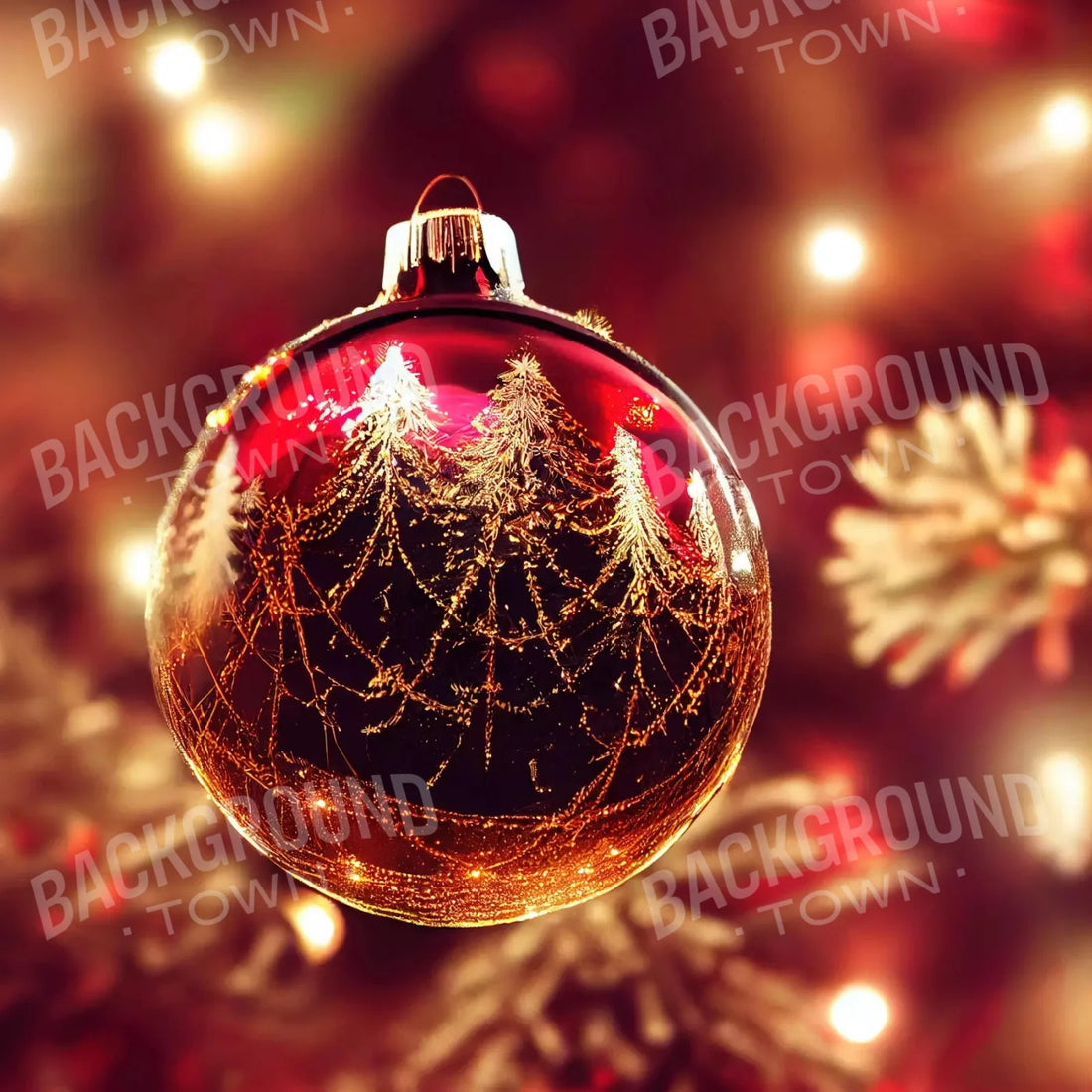 Christmas Ornament Golden 10X10 Ultracloth ( 120 X Inch ) Backdrop