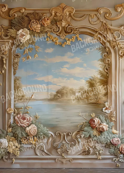 Golden Frame Of Flowers 5’X7’ Ultracloth (60 X 84 Inch) Backdrop