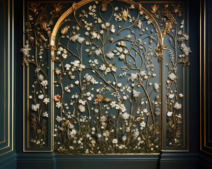 Golden Garden Wall 10’X8’ Fleece (120 X 96 Inch) Backdrop