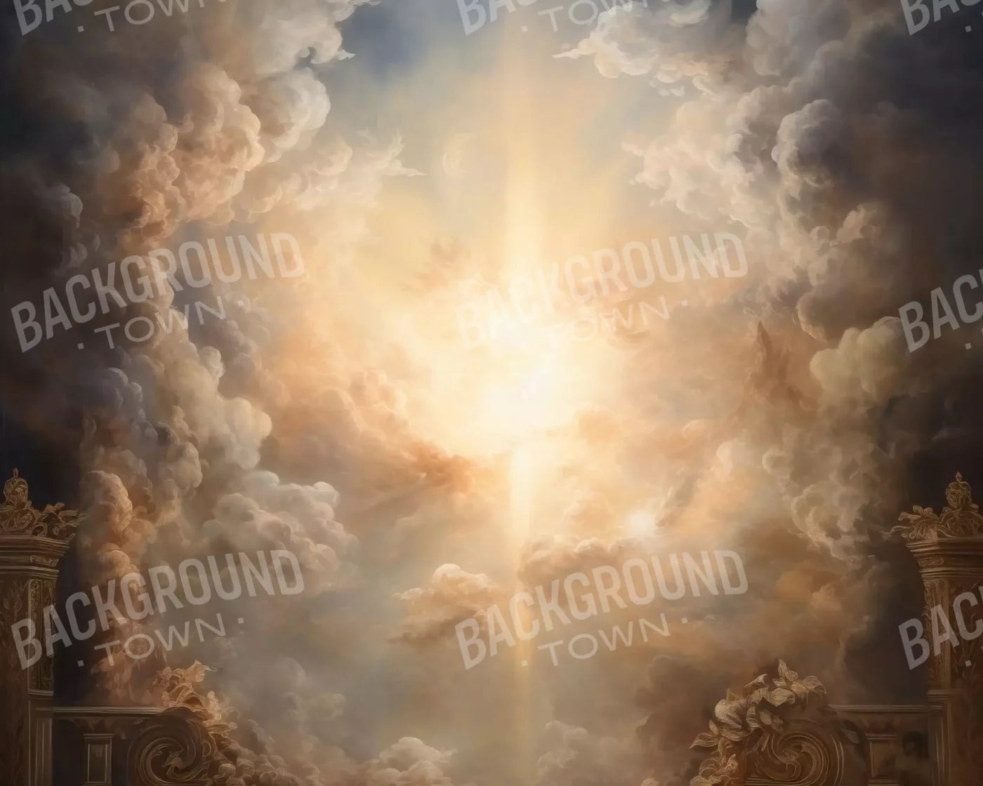 Golden Heavenly Sky 10’X8’ Fleece (120 X 96 Inch) Backdrop