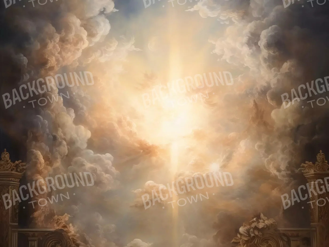 Golden Heavenly Sky 6’8X5’ Fleece (80 X 60 Inch) Backdrop