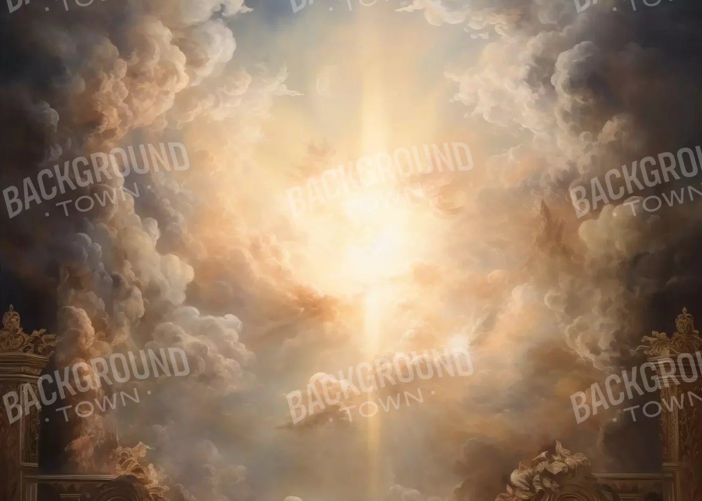 Golden Heavenly Sky 7’X5’ Ultracloth (84 X 60 Inch) Backdrop