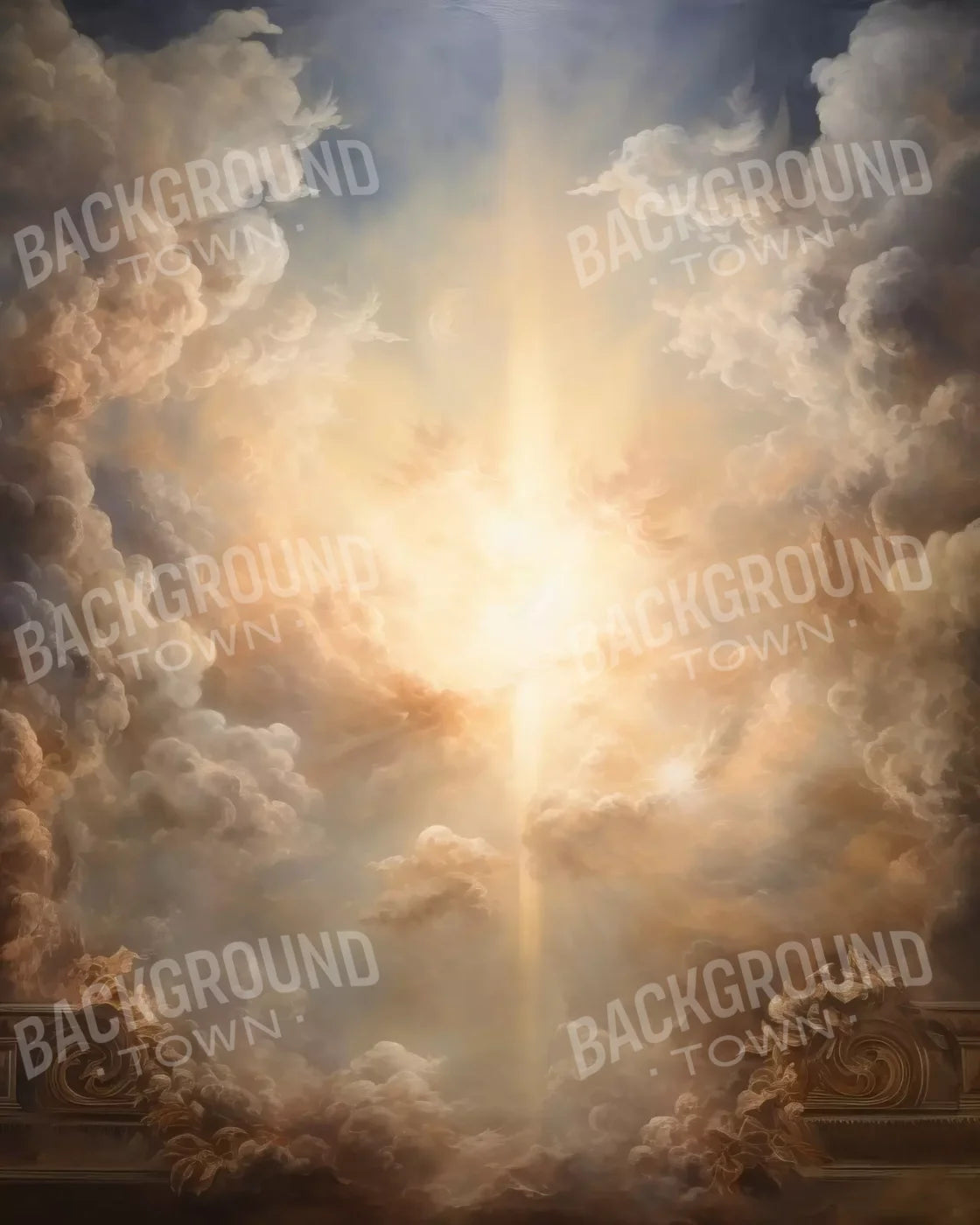 Golden Heavenly Sky 8’X10’ Fleece (96 X 120 Inch) Backdrop