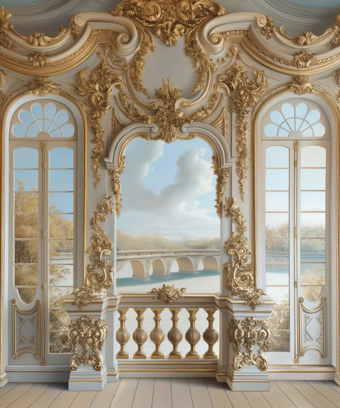 Window , Gold , White  Backdrop for Photography