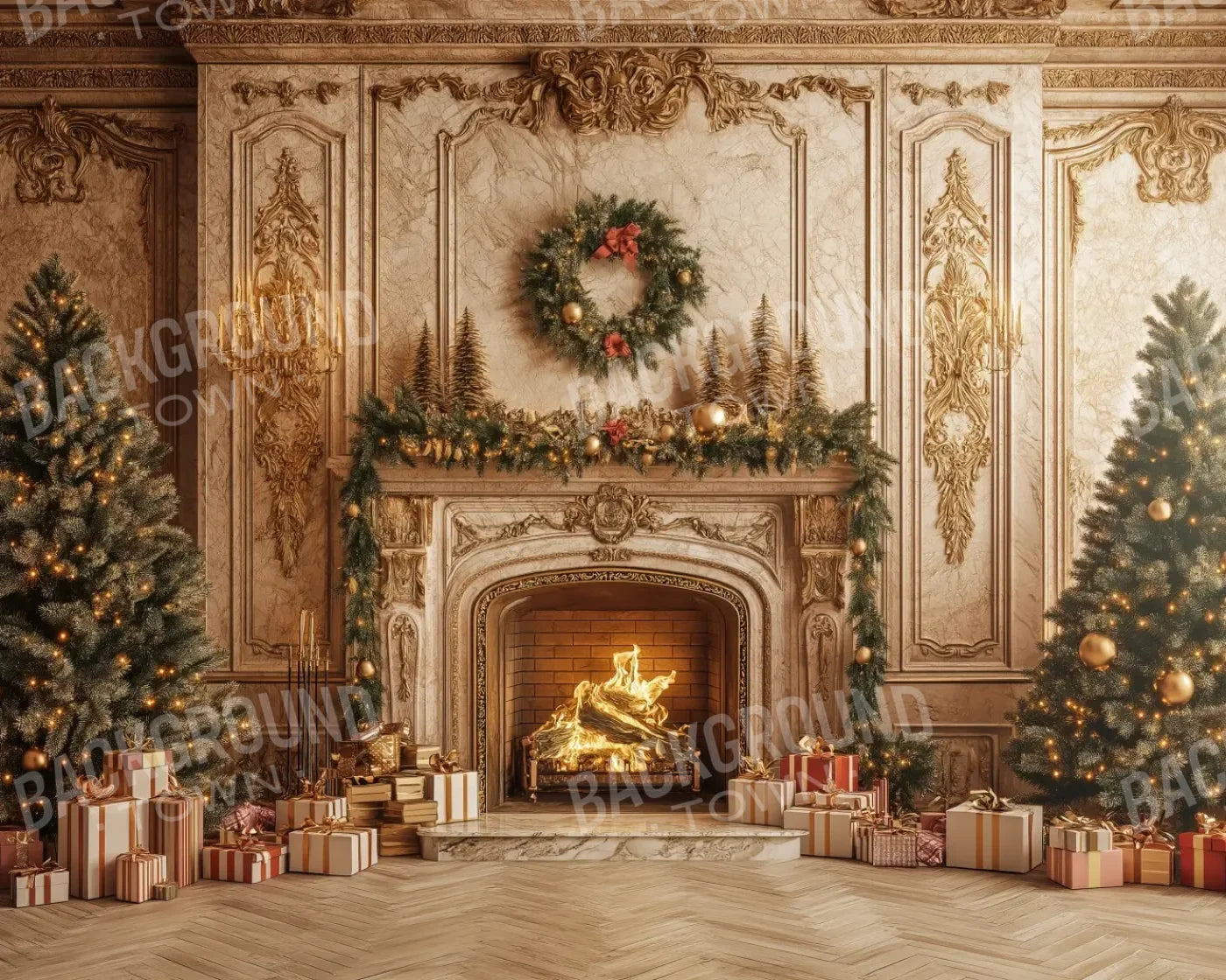 Golden Noel 10’x8’ Fleece (120 x 96 inch) Backdrop