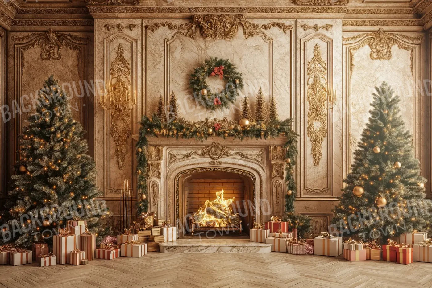 Golden Noel 12’x8’ UltraCloth (144 x 96 inch) Backdrop