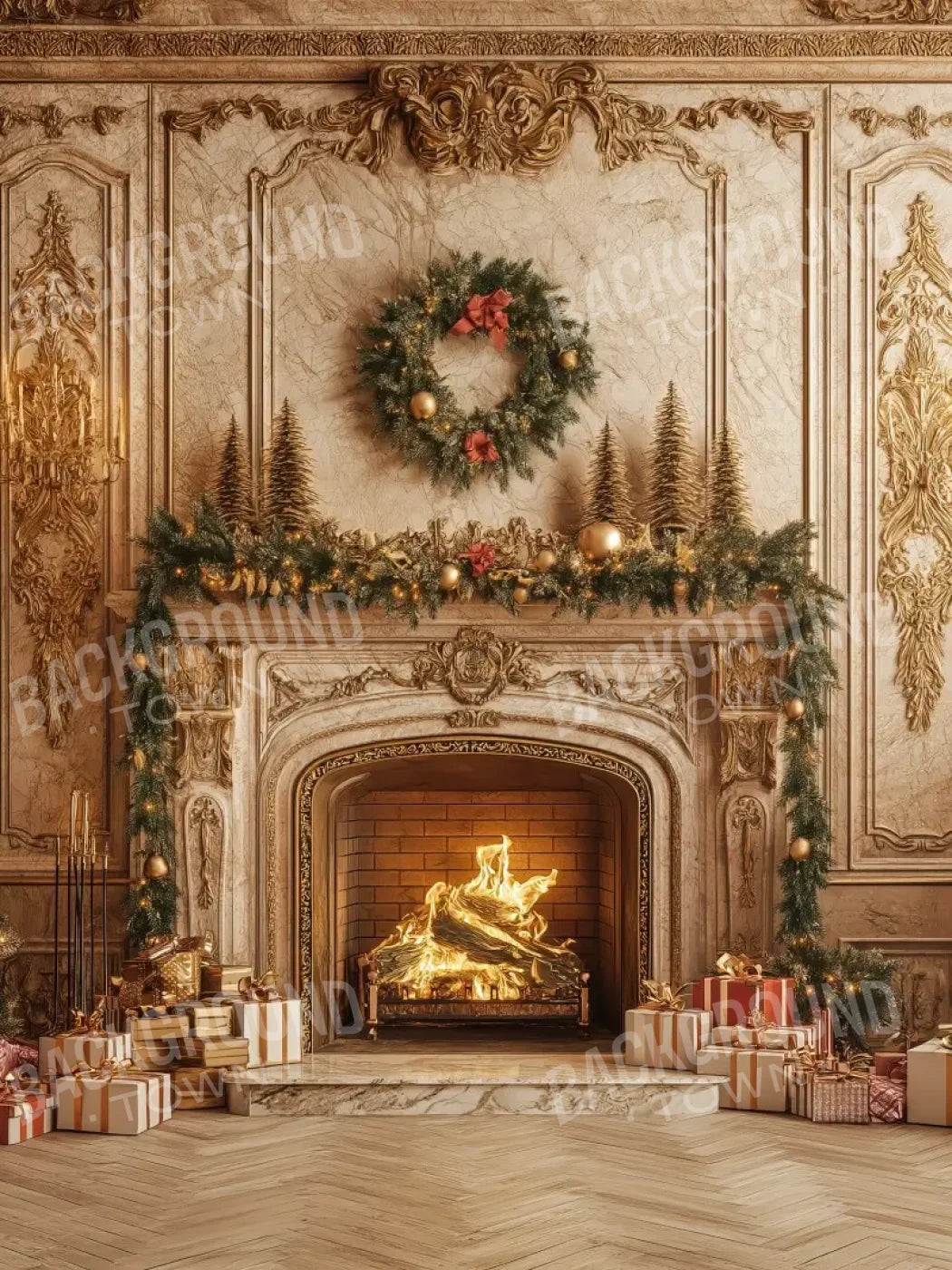 Golden Noel 6’x8’ Fleece (72 x 96 inch) Backdrop