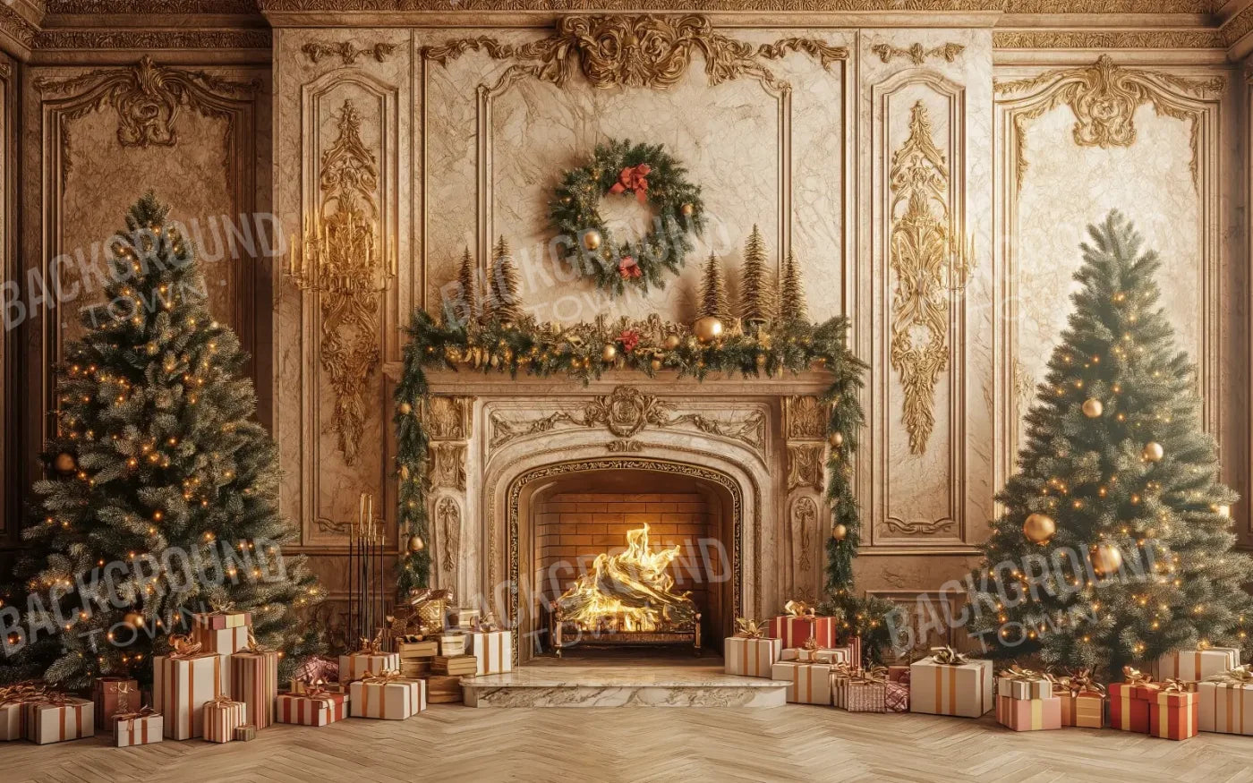 Golden Noel 8’x5’ UltraCloth (96 x 60 inch) Backdrop