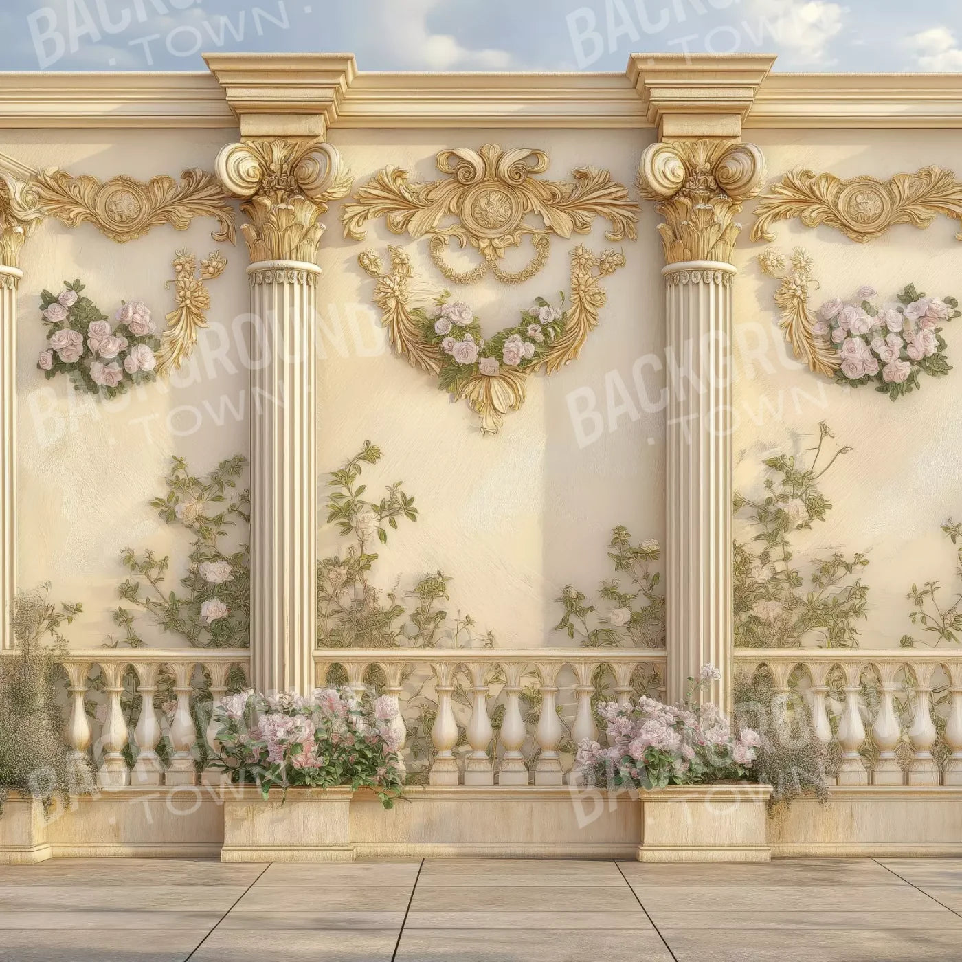 Golden Pillars 10’X10’ Ultracloth (120 X Inch) Backdrop