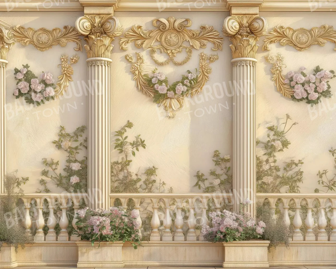 Golden Pillars 10’X8’ Fleece (120 X 96 Inch) Backdrop