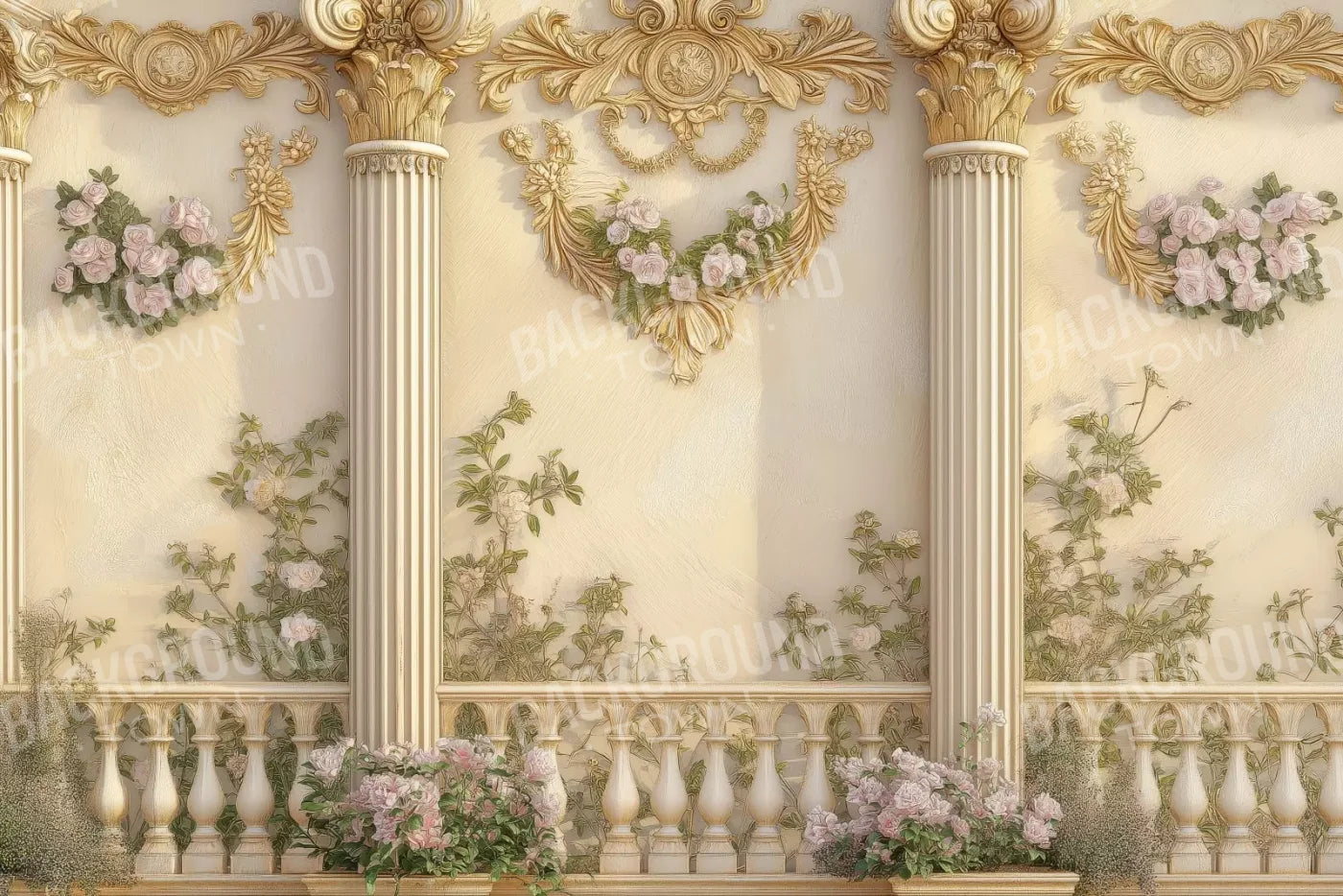 Golden Pillars 12’X8’ Ultracloth (144 X 96 Inch) Backdrop
