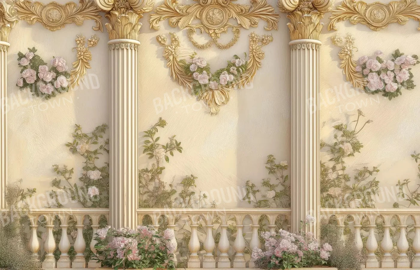 Golden Pillars 14’X9’ Ultracloth (168 X 108 Inch) Backdrop