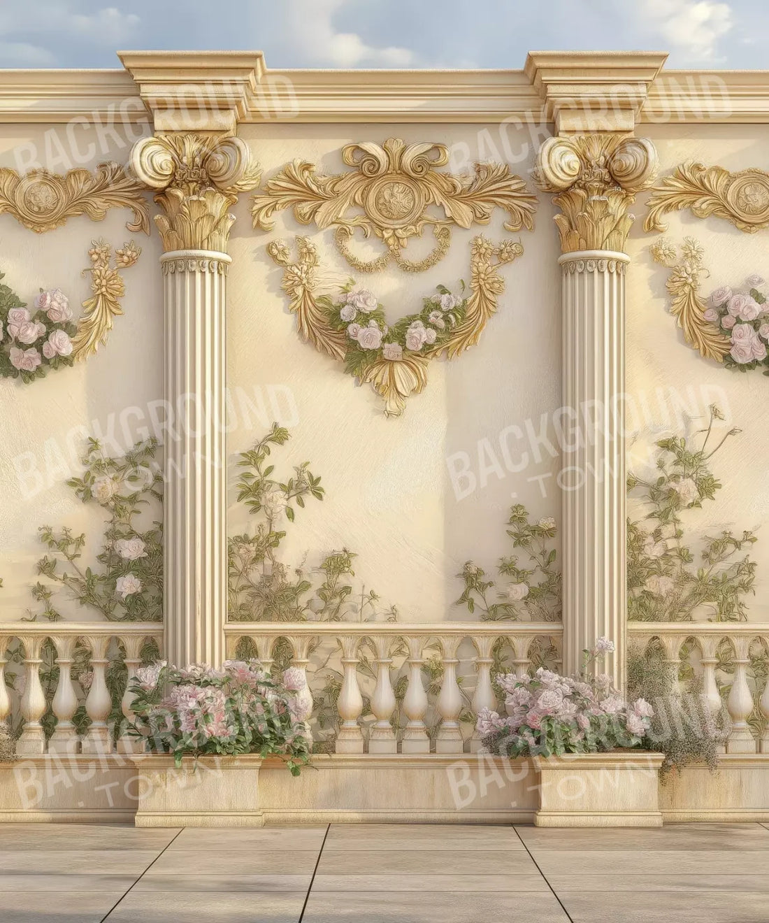 Beige Gold Green Pink   Backdrop for Photography