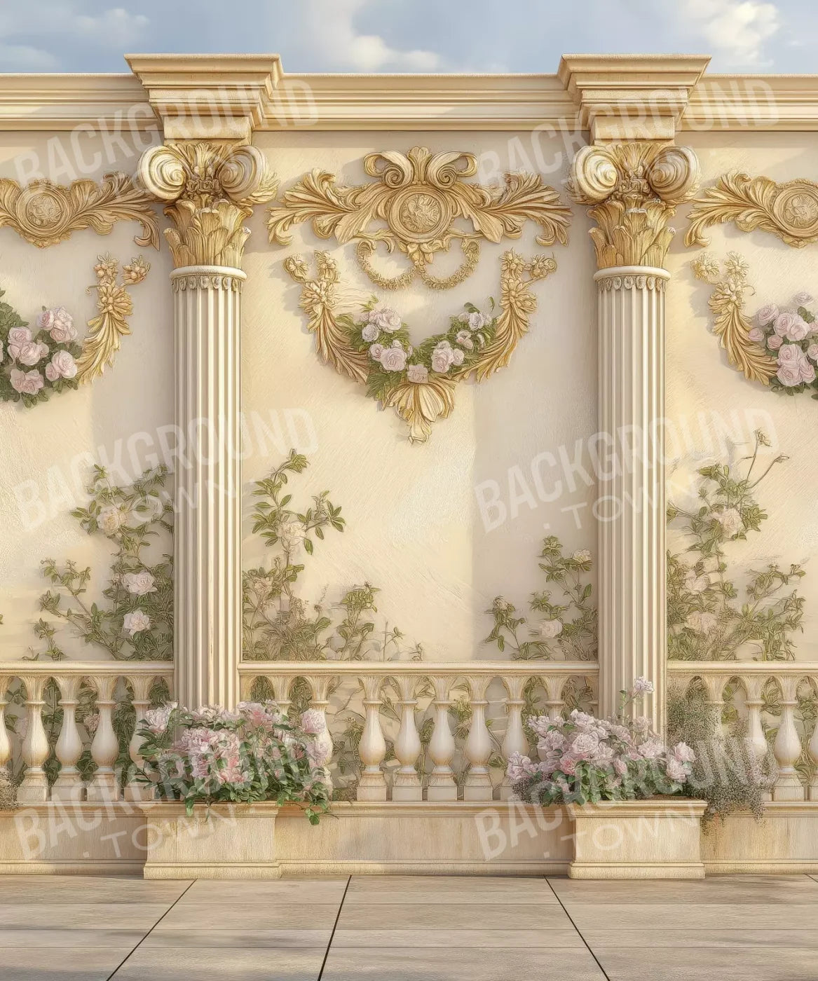 Beige Gold Green Pink   Backdrop for Photography