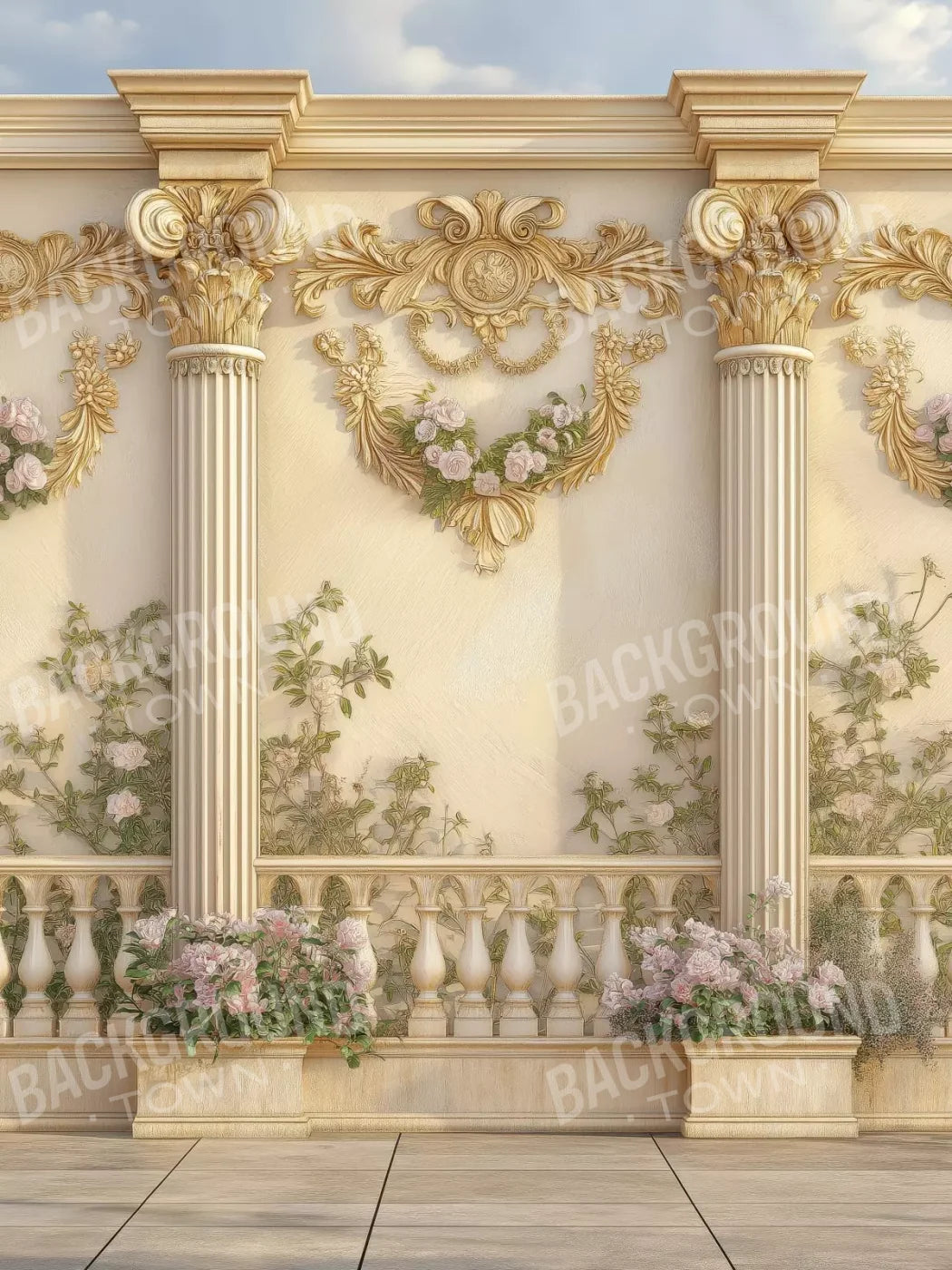 Golden Pillars 5’X6’8 Fleece (60 X 80 Inch) Backdrop