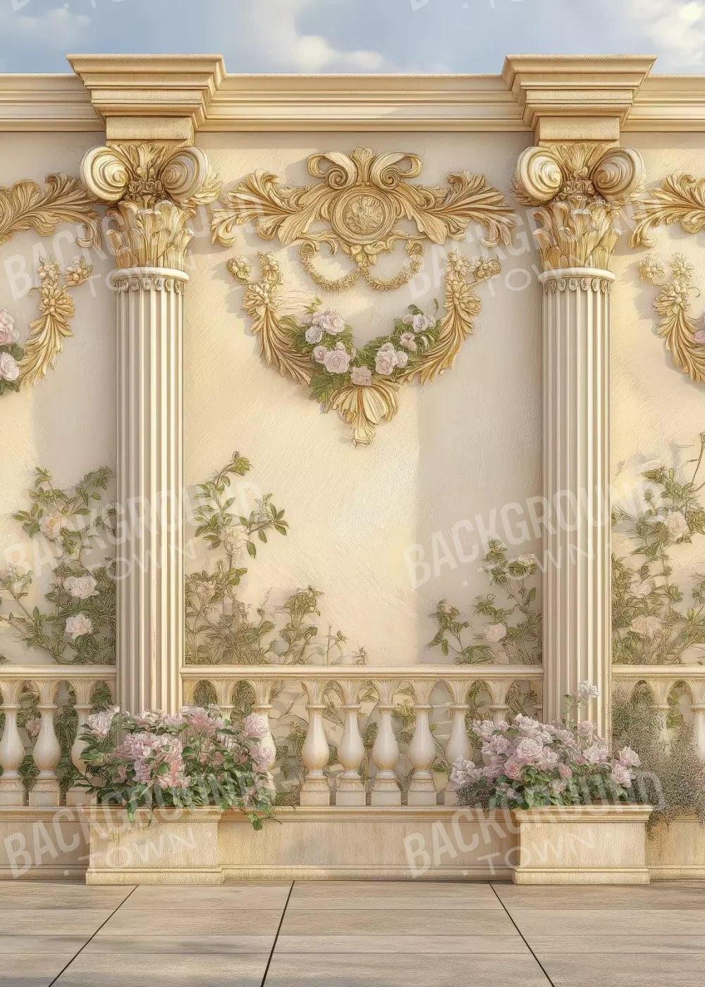 Golden Pillars 5’X7’ Ultracloth (60 X 84 Inch) Backdrop