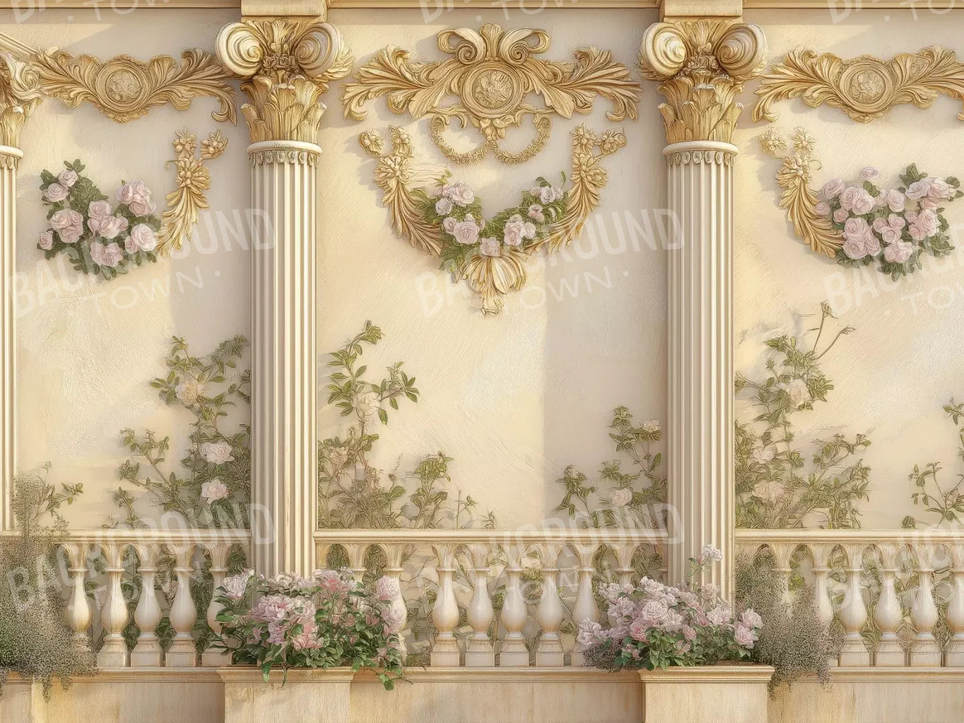 Golden Pillars 6’8X5’ Fleece (80 X 60 Inch) Backdrop