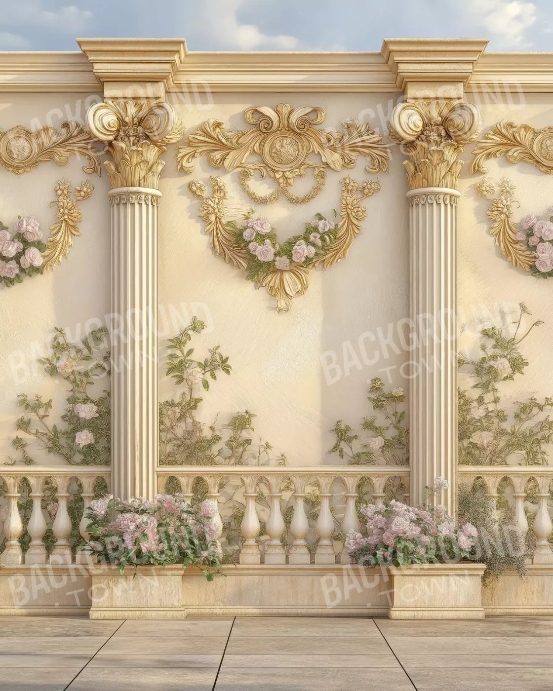 Golden Pillars 8’X10’ Fleece (96 X 120 Inch) Backdrop