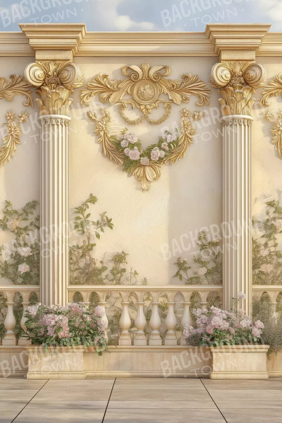 Golden Pillars 8’X12’ Ultracloth (96 X 144 Inch) Backdrop