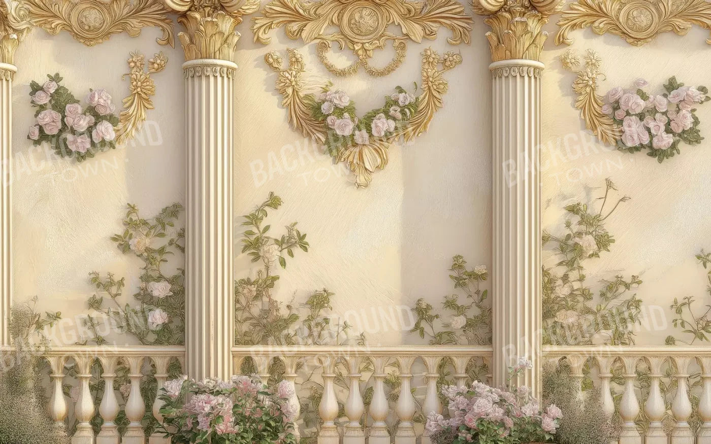 Golden Pillars 8’X5’ Ultracloth (96 X 60 Inch) Backdrop