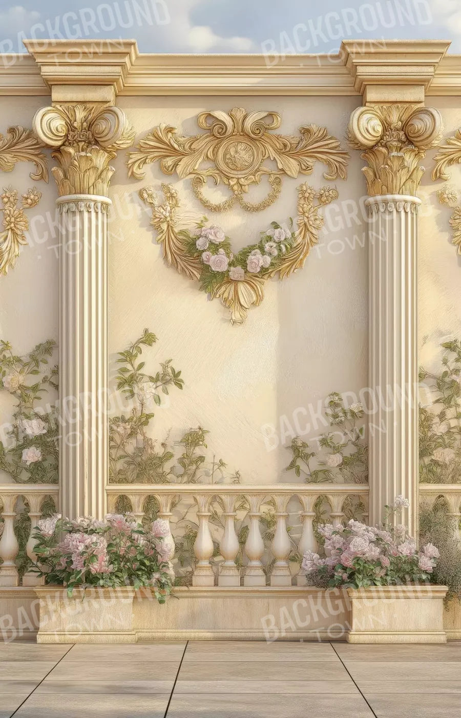 Golden Pillars 9’X14’ Ultracloth (108 X 168 Inch) Backdrop