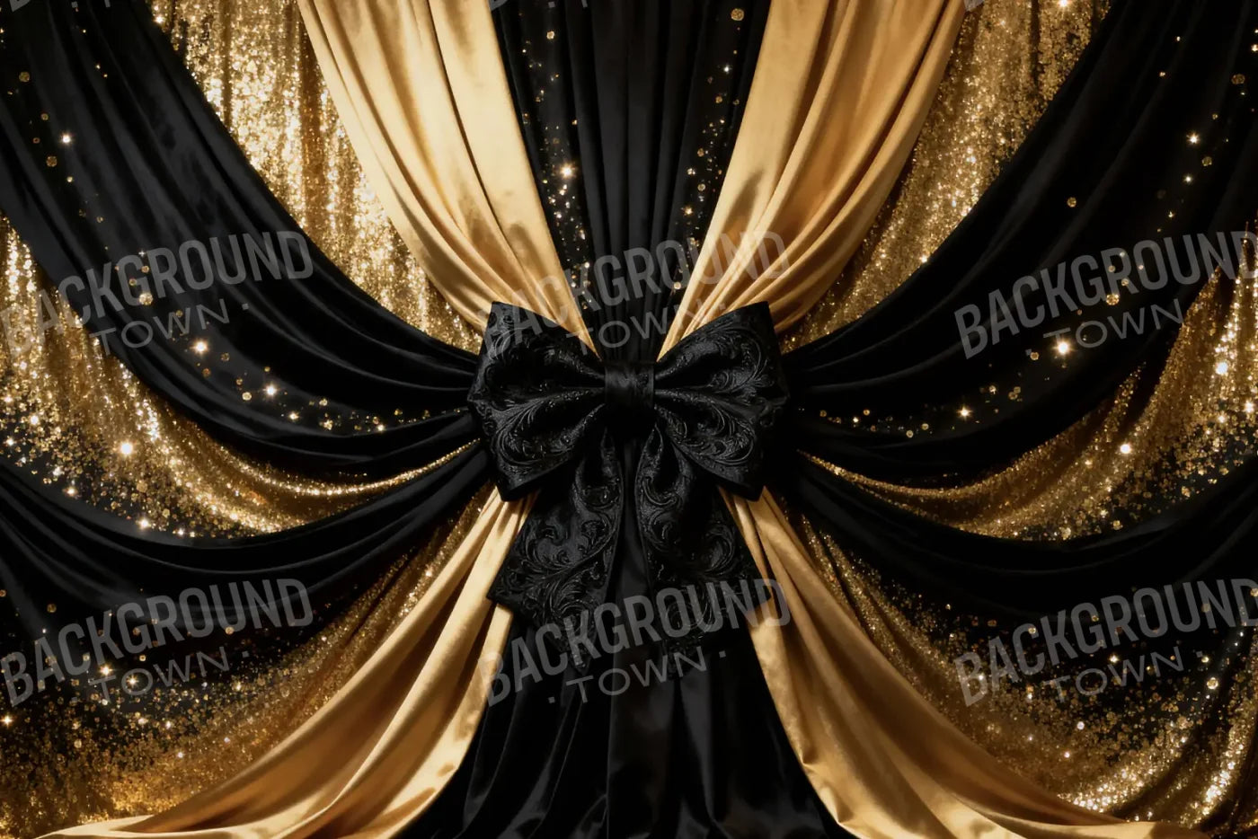 Golden Shimmer Dior Bow New Years 12’x8’ UltraCloth (144 x 96 inch) Backdrop