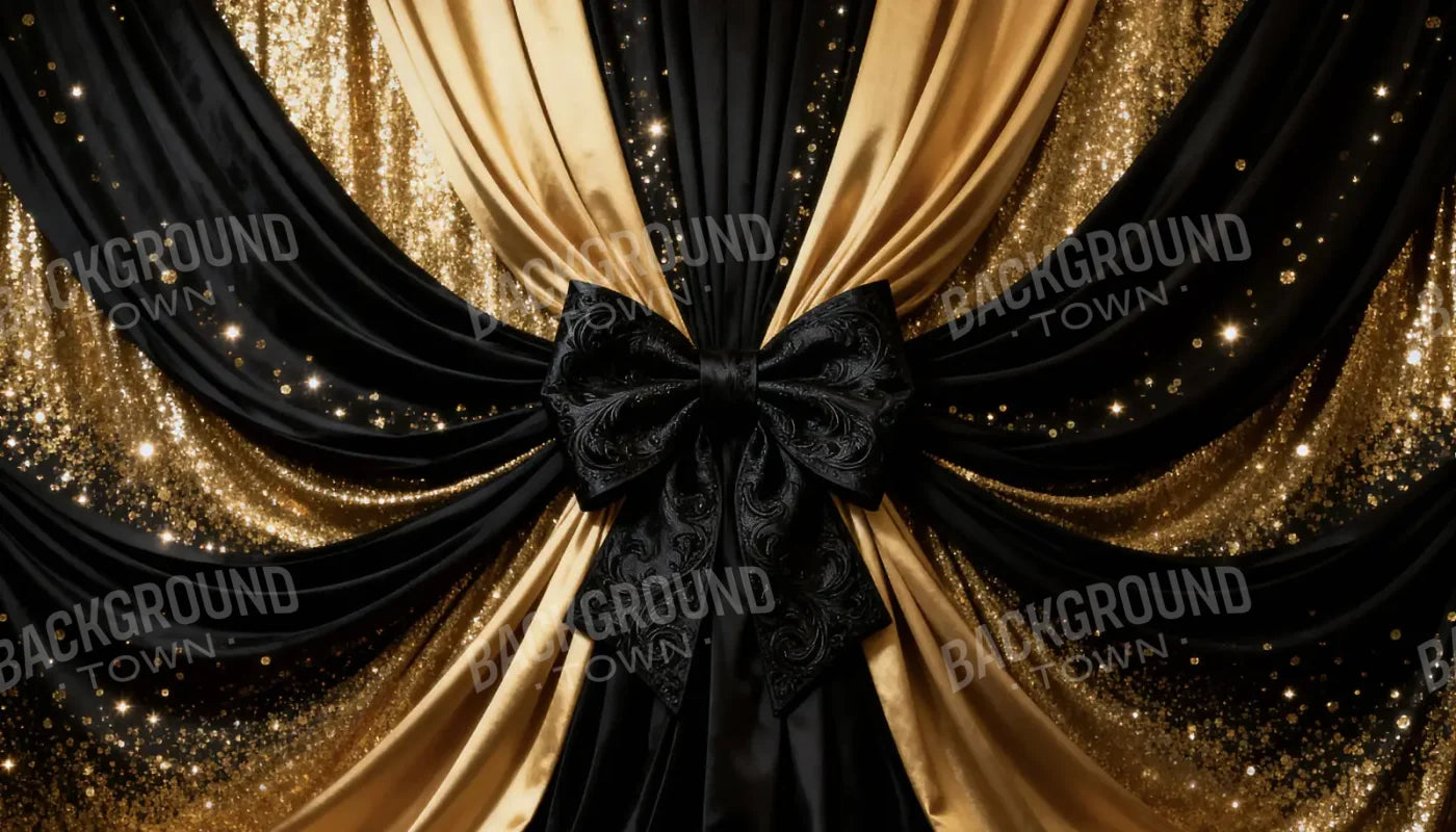Golden Shimmer Dior Bow New Years 14’x8’ UltraCloth (168 x 96 inch) Backdrop