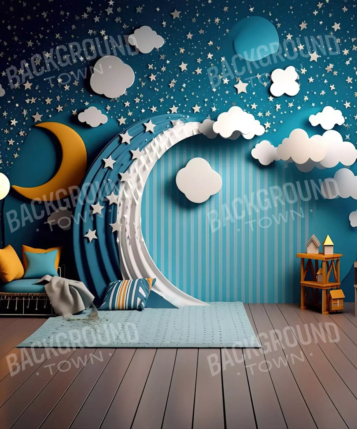 Blue , White , Yellow  Backdrop for Photography