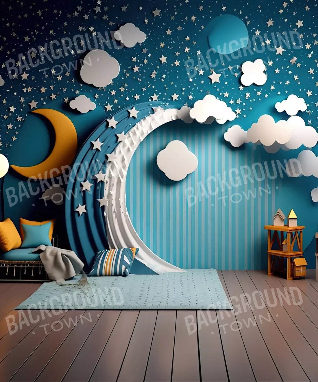 Blue , White , Yellow Backdrop for Photography