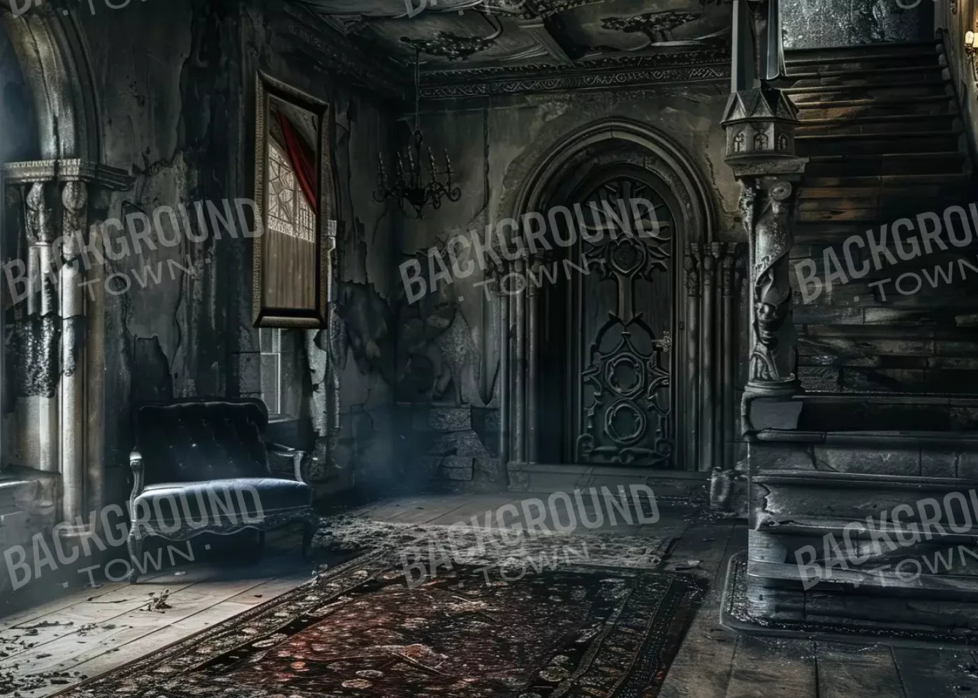 Gothic Entry 7’X5’ Ultracloth (84 X 60 Inch) Backdrop