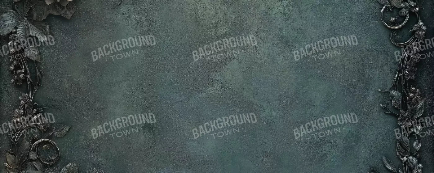 Gothic Flowers With Bluegreen Background 20’X8’ Ultracloth (240 X 96 Inch) Backdrop