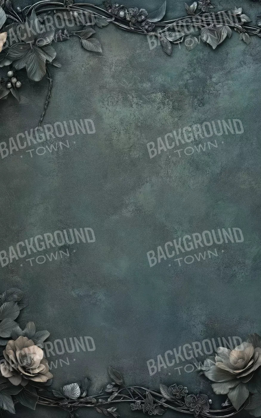 Gothic Flowers With Bluegreen Background 5’X8’ Ultracloth (60 X 96 Inch) Backdrop