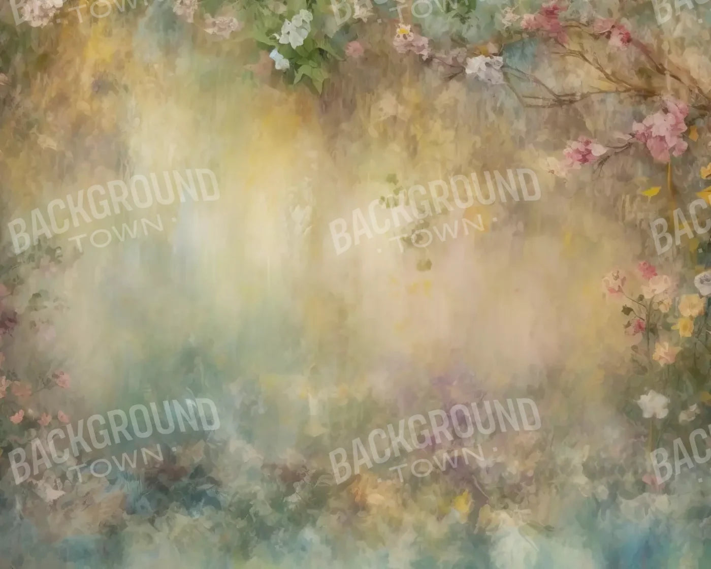 Graceful Dusty Flower Painting 10’X8’ Fleece (120 X 96 Inch) Backdrop